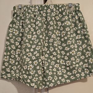 Floral Green Shorts